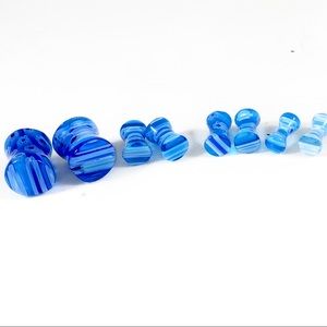 Double Flare Acrylic Blue Stripe Ear Gauges/Plugs